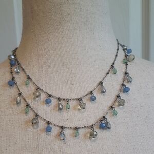 LOFT Blue and Green Beaded Necklace